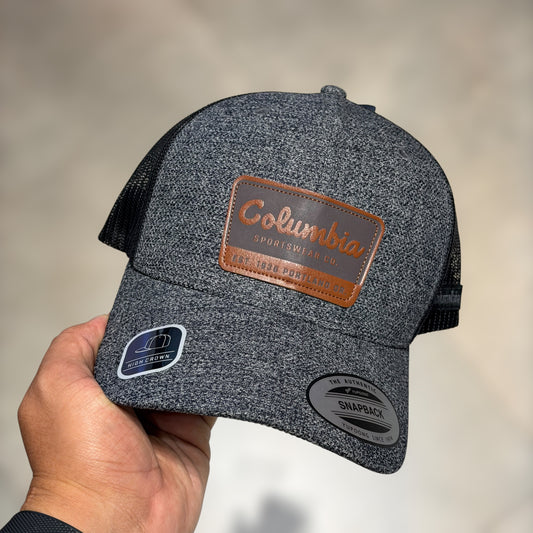 Columbia trucker grey Leather logo