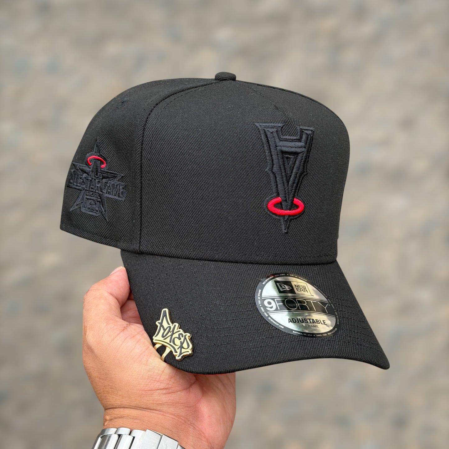 9FORTY ANGELS UPSIDE DOWN LOGO BLACK RED
