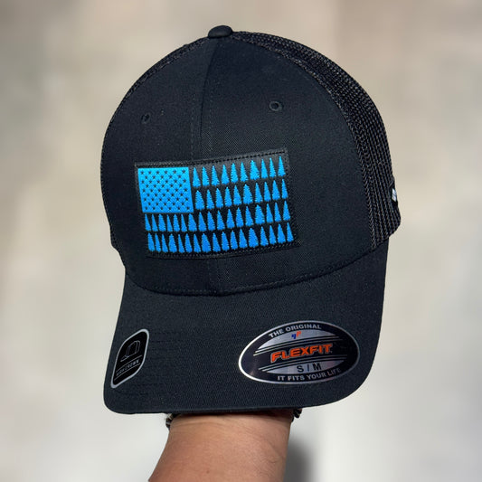 GORRA COLUMBIA BLACK BUE LOGO FLAG PINOS