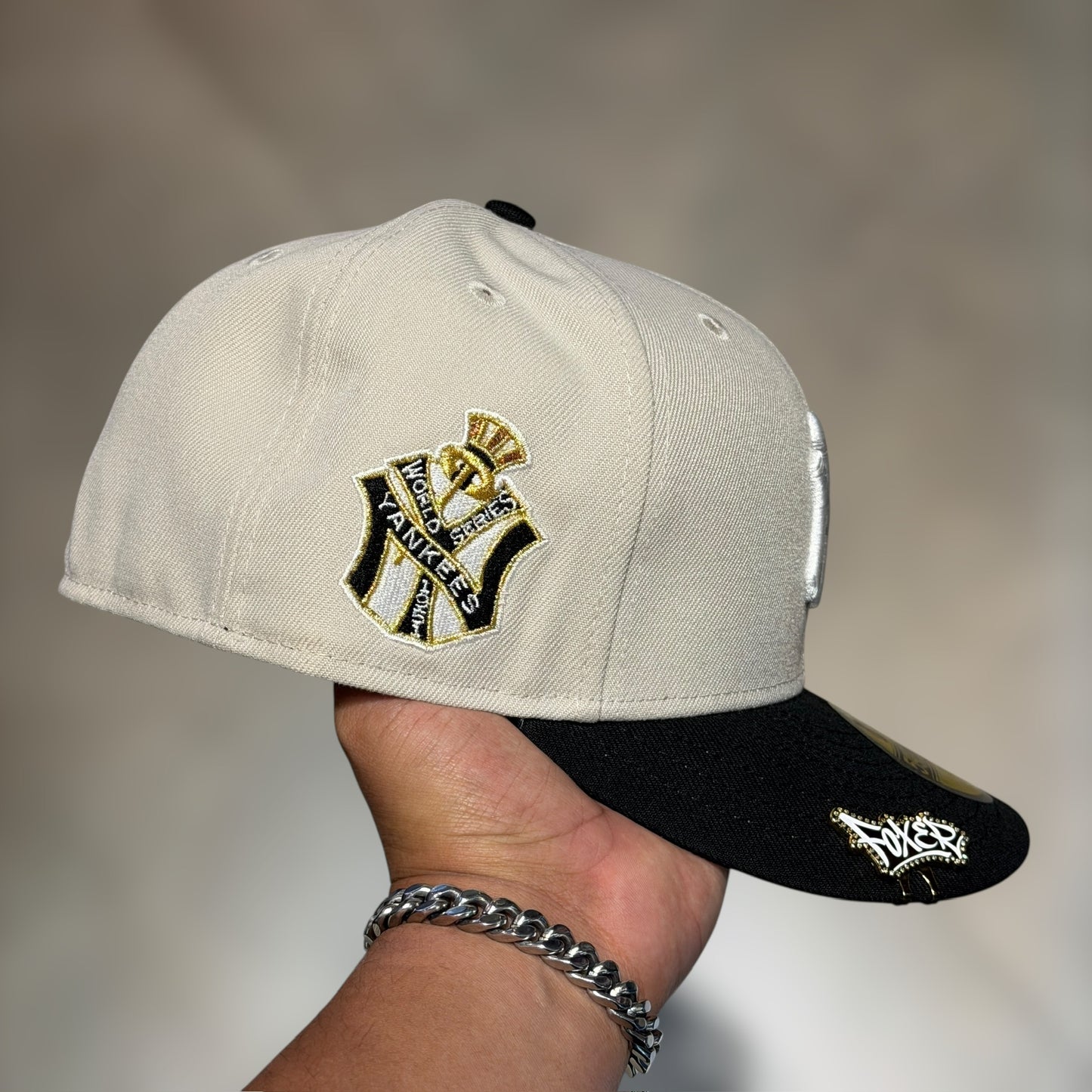 59FIFTY NY YANKEES BEIGE BLACK VISOR