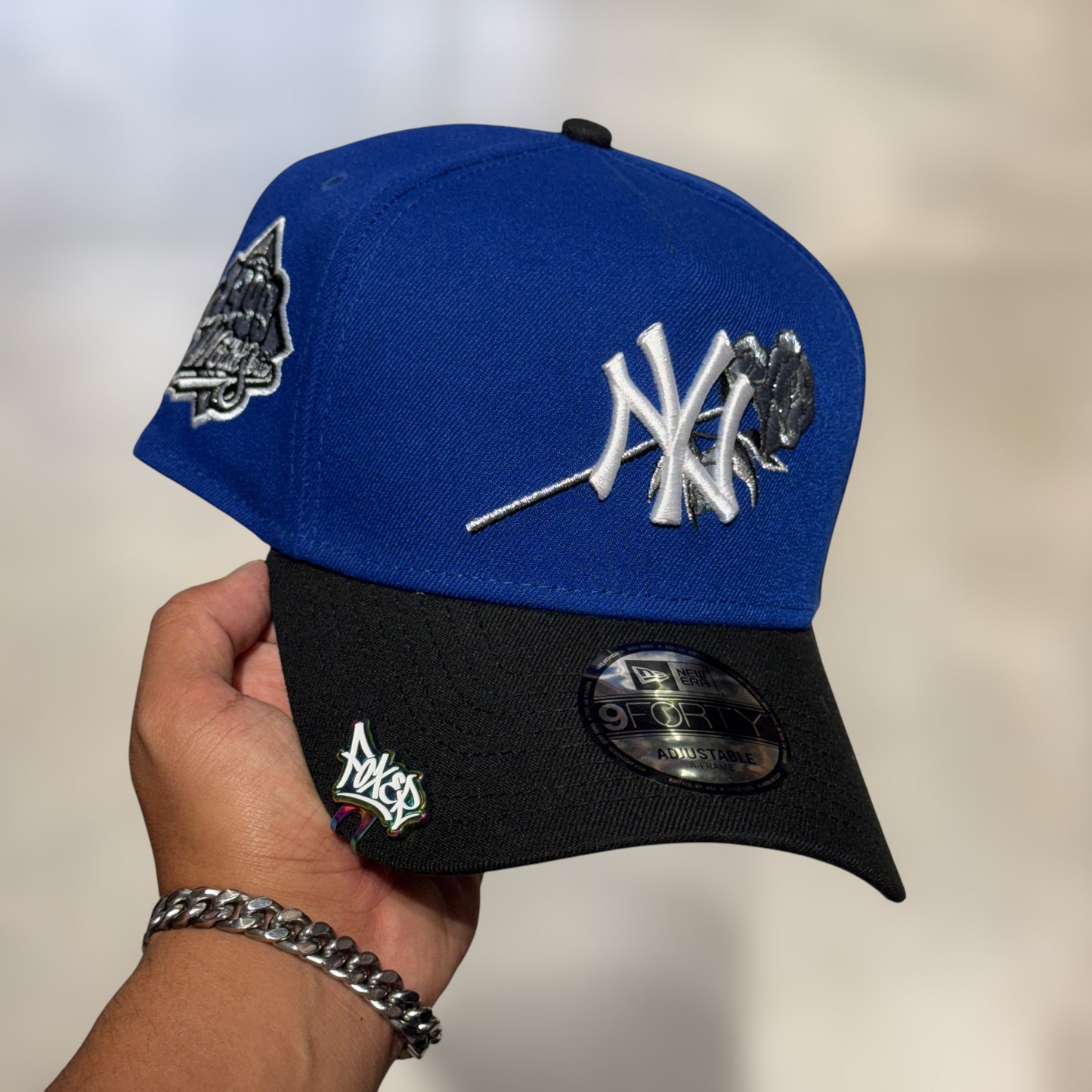 9FORTY A FRAME NY YANKEES BLUE BLACK VISERA WS 1999 LOGO FLOWERS