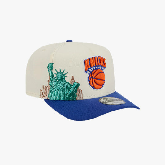 9FIFTY A FRAME KNICKS BEIGE BLUE VISOR HWC
