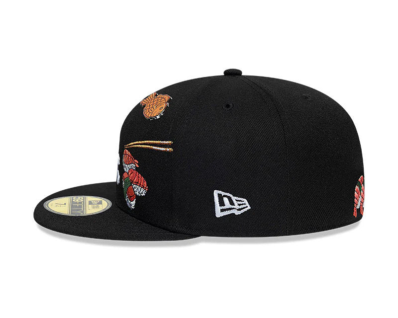 59FIFTY WHITE SOX BLACK WHITE LOGO FOOD SUSHI TALLA 71/4