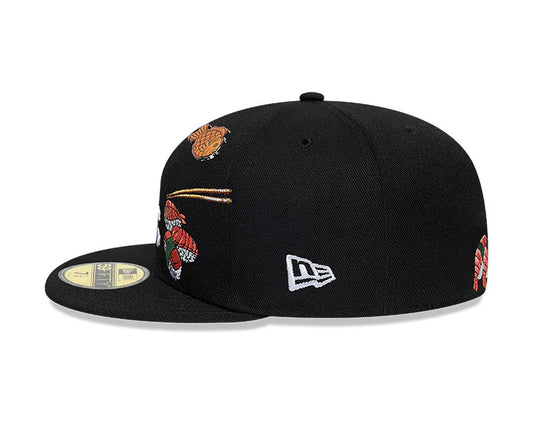 59FIFTY WHITE SOX BLACK WHITE LOGO FOOD SUSHI TALLA 71/4