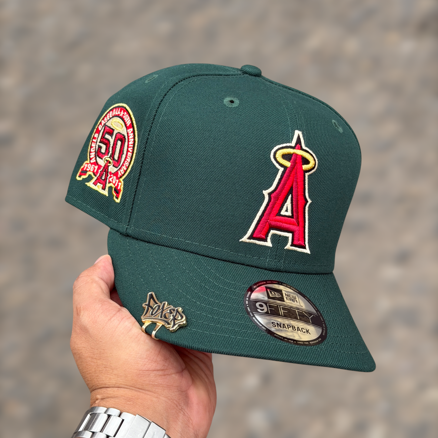 9FIFTY ANGELS DARK GREEN RED LOGO