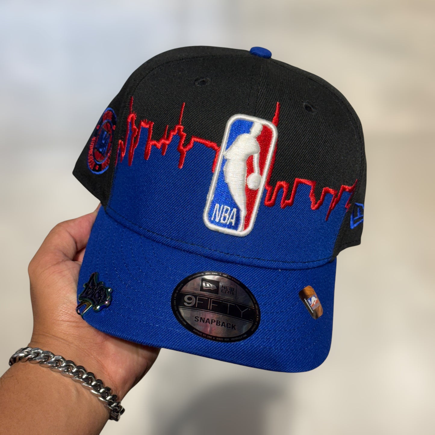 9FIFTY NBA BLUE BLACK LOGOS PARCHE LATERAL