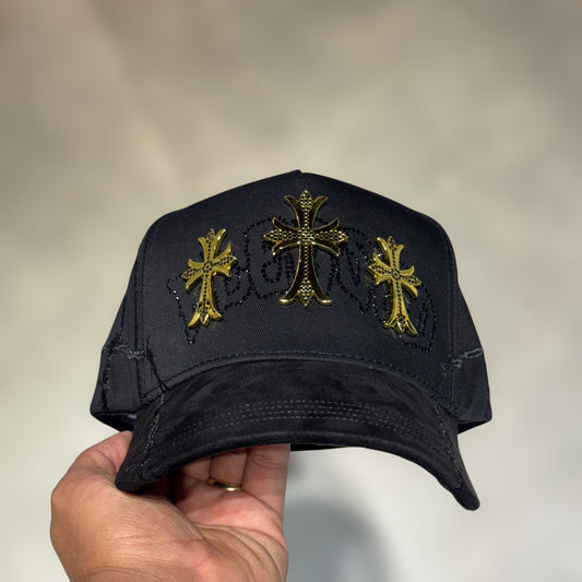 BELICA BIG BOSS BENDECIDO BLACK/GOLD 3 CRUCES