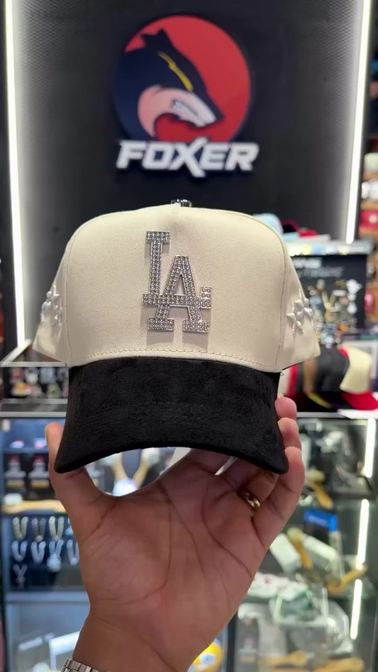 BELICA CAPS FANS LA DODGERS BEIGE VISOR BLACK SILVER METALLIC